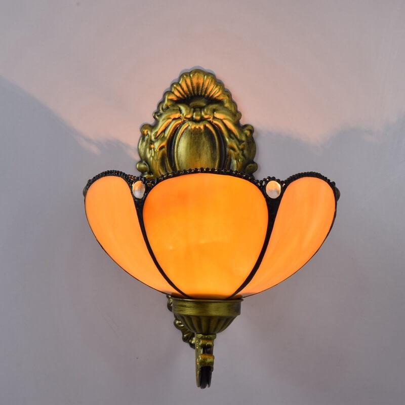 Vintage Tiffany Sunflower Stained Glass 1-Light Wall Sconce Lamp