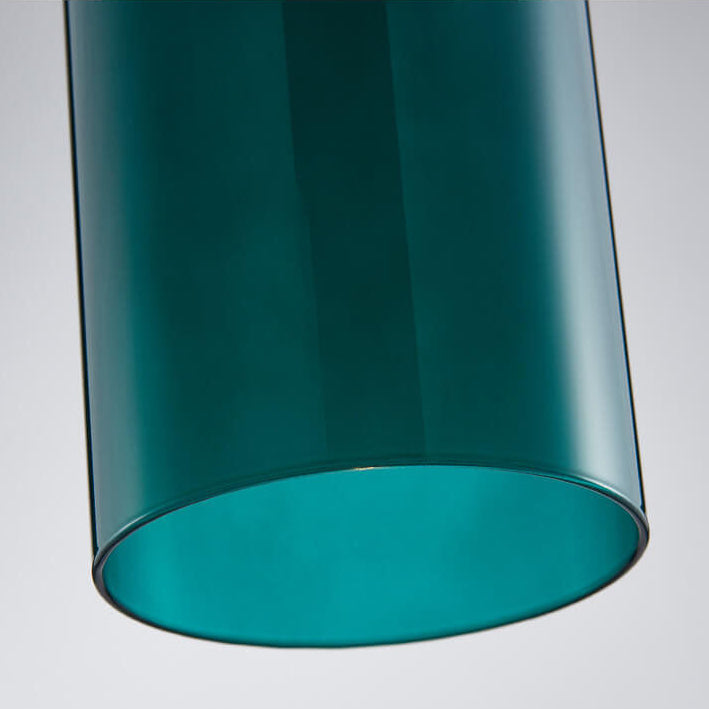 Modern Minimalist Round Dark Green Iron Glass 1-light Long Jar Pendant Lamp For Bedroom