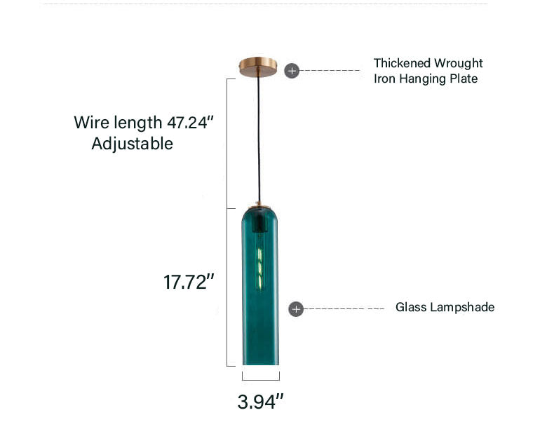 Dunkelgrüne 1-flammige Long Jar Pendelleuchte aus Glas 