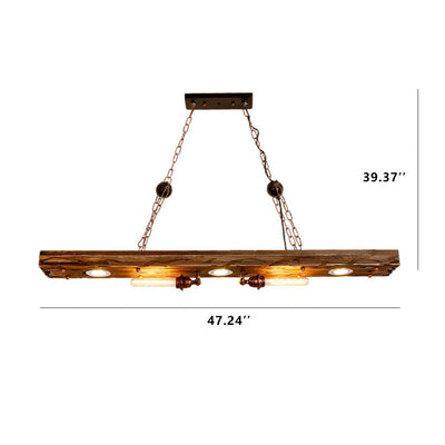 Industrial Retro Wooden Long Track 2-Light Chandelier