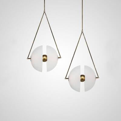 Lámpara colgante LED de vidrio de orbe dividido moderno retro de 2 luces 