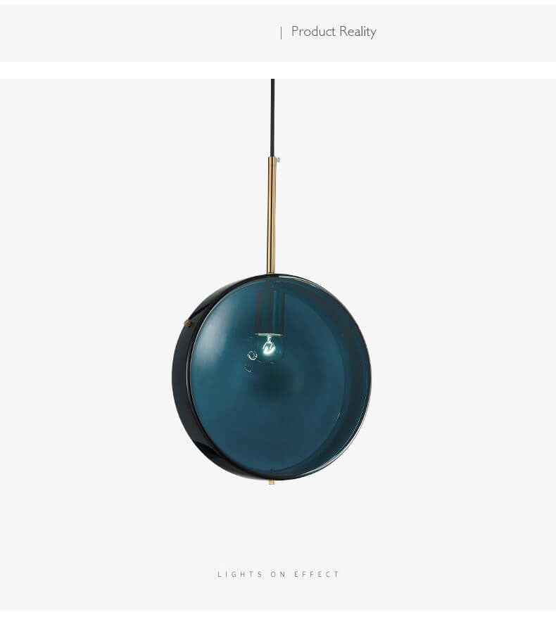 Trommel-Pendelleuchte aus blauem Klarglas mit 1 Licht 