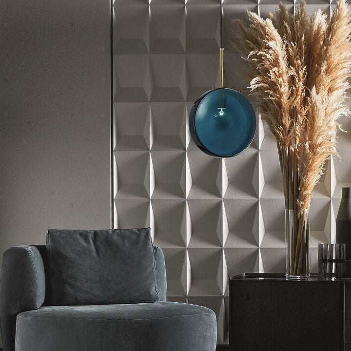Modern Minimalist Round Glass Iron 1-Light Pendant Light For Bedroom
