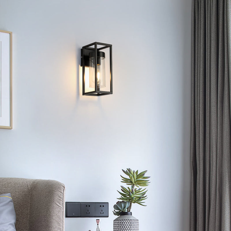 Simple Glass 1-Light Square Shaped Sconce Lamp
