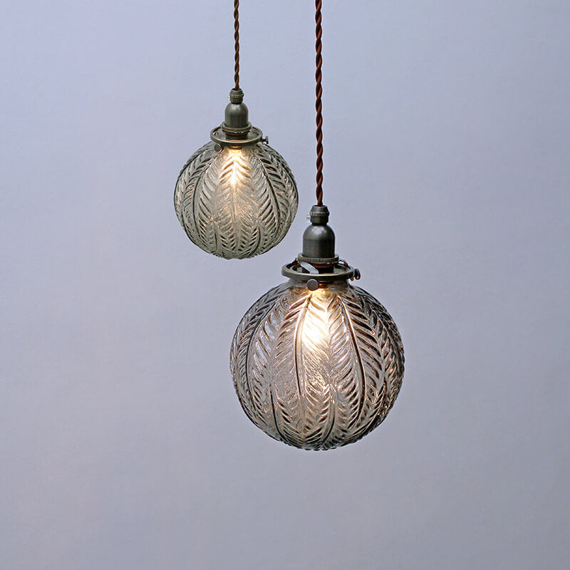 Retro Lotus Texture Glass 1-Light Globe Pendant Light