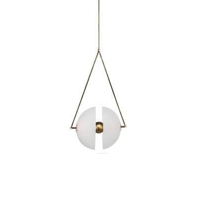 Lámpara colgante LED de vidrio de orbe dividido moderno retro de 2 luces 