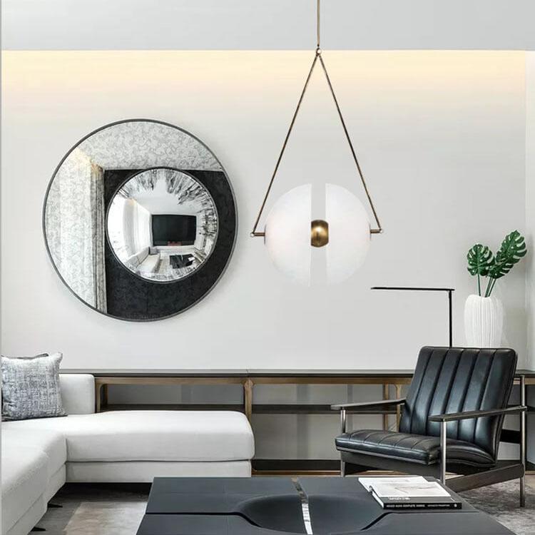 Lámpara colgante LED de vidrio de orbe dividido moderno retro de 2 luces 