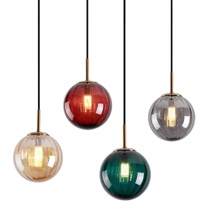 Modern Colored Water Glass Orb 1-Light Pendant Light