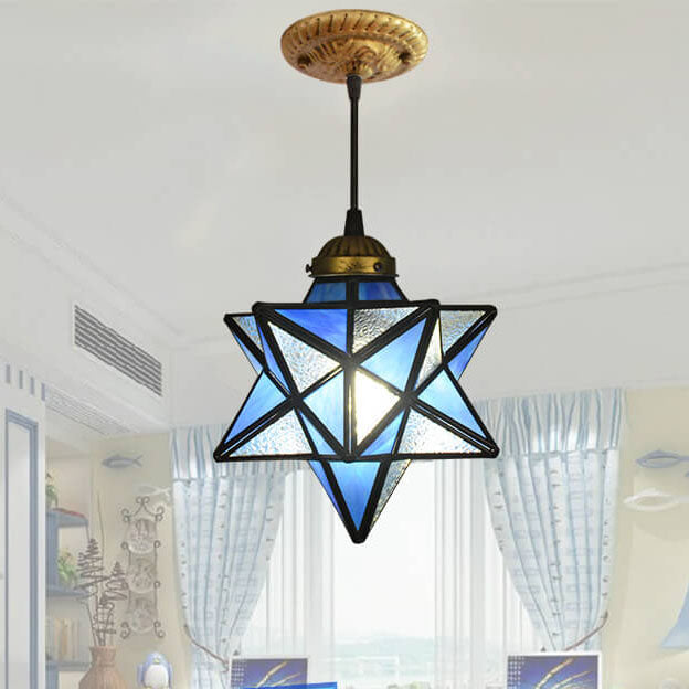 Tiffany Sternenschirm Eisklares Glas 1-Licht LED Pendelleuchte 