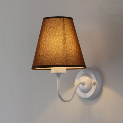 Modern Fabric Bell Shade Bend Arm 1-Light Wall Sconce Lamp