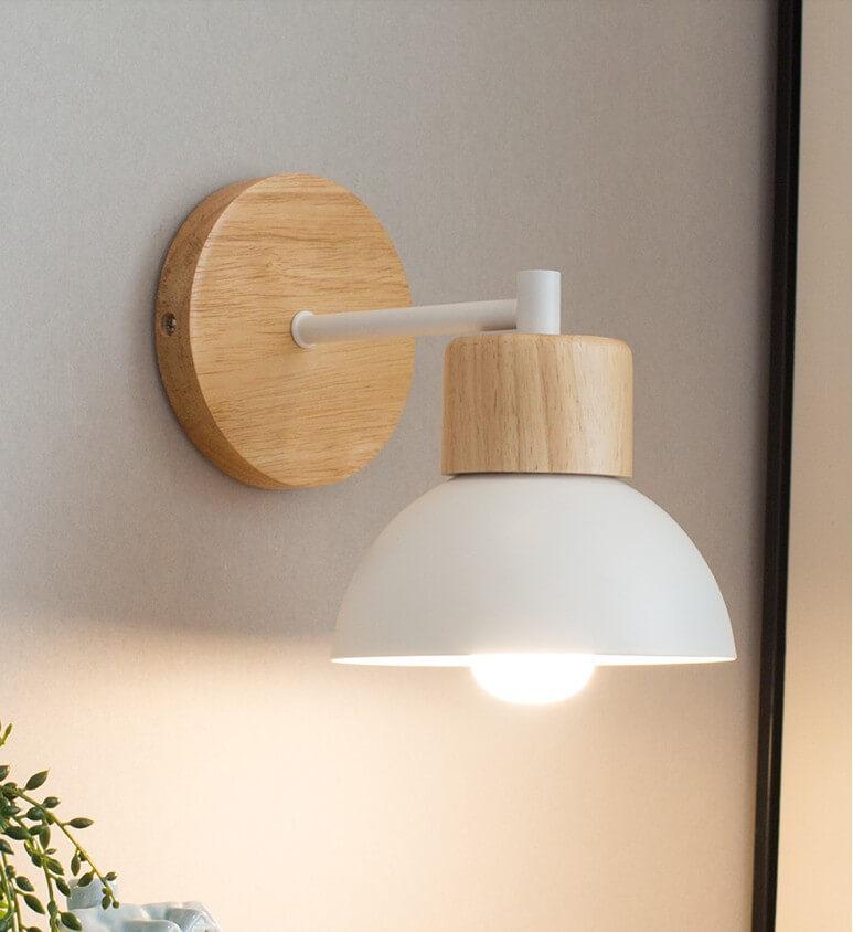 Nordic Wood Metal 1-Light Wall Sconce Lamps