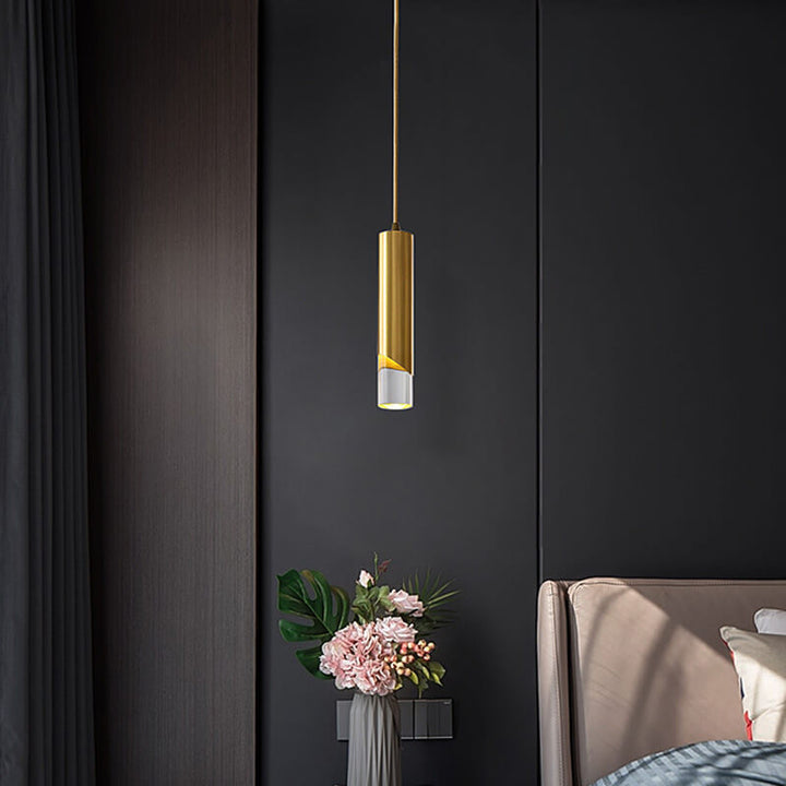 Suspension LED simple à 1 lumière en cylindre long 