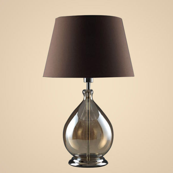 Moderne Cognac Stoffschirm Glasfuß 1-Licht Tischlampe 