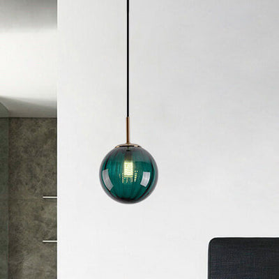 Modern Colored Water Glass Orb 1-Light Pendant Light