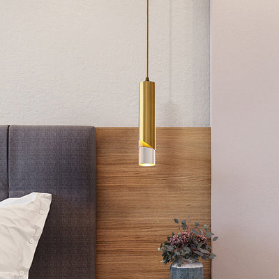 Simple 1-Light Long Cylinder LED Pendant Light