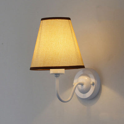 Modern Fabric Bell Shade Bend Arm 1-Light Wall Sconce Lamp