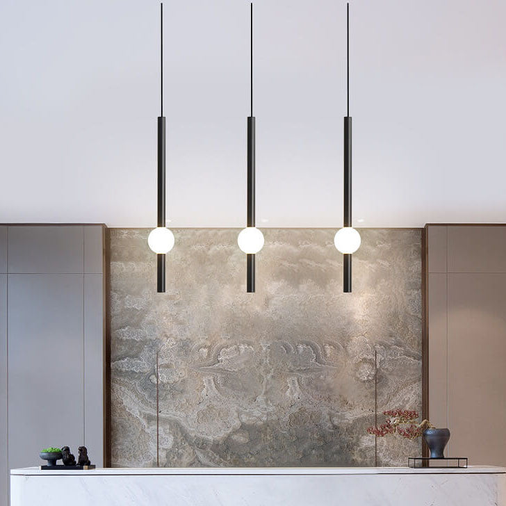 Modern Minimalist Long Cylinder with Metal Ball  LED Pendant Light