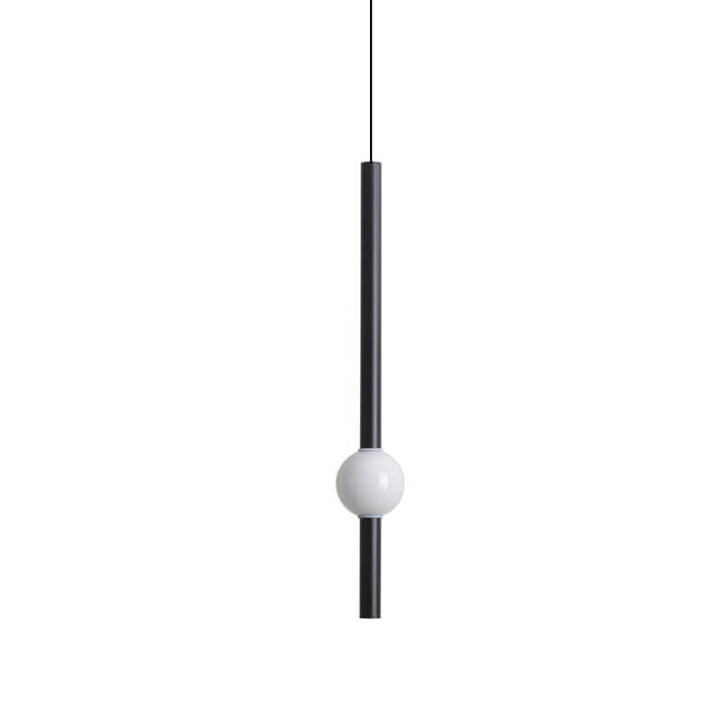 Lumière suspendue LED cylindrique longue minimaliste moderne avec boule en métal 