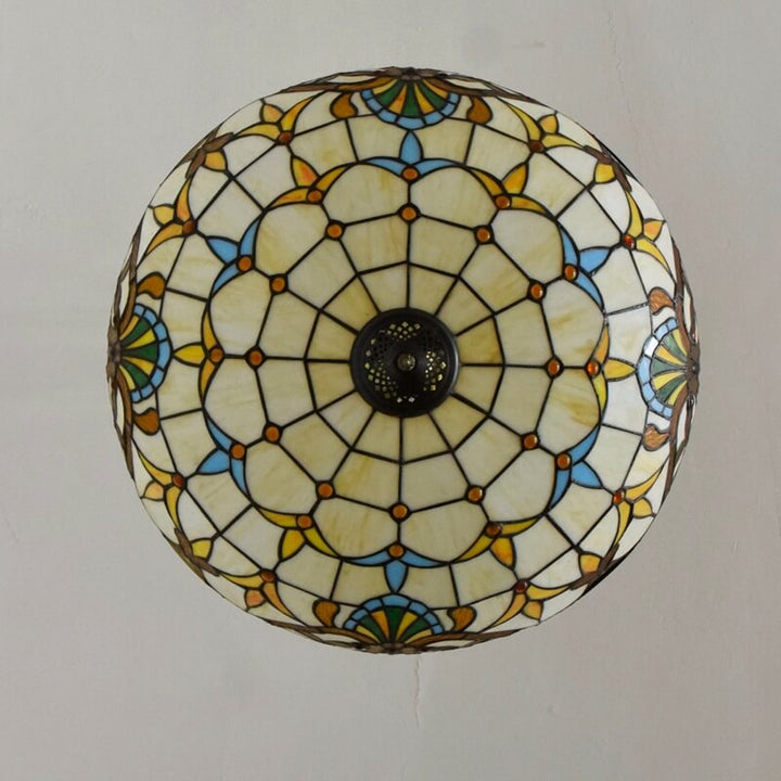 Tiffany Barock Buntglas Gold Brillant 5-Licht Kronleuchter 