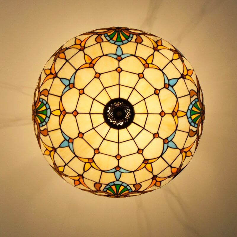 Tiffany Barock Buntglas Gold Brillant 5-Licht Kronleuchter 