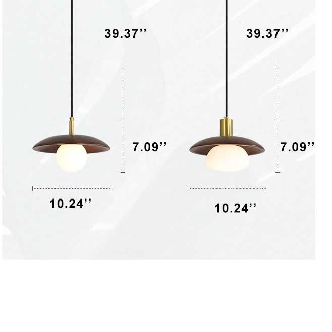 Modern Brown Wooden 1-Light Dome Shade LED Pendant Light