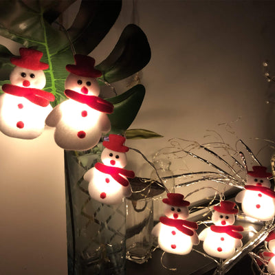 Guirlande lumineuse de Noël Bonhomme de neige 20/30 lumières USB Batterie Décoration Guirlande lumineuse 