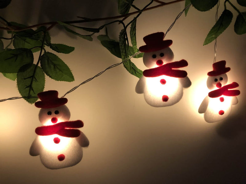 Guirlande lumineuse de Noël Bonhomme de neige 20/30 lumières USB Batterie Décoration Guirlande lumineuse 