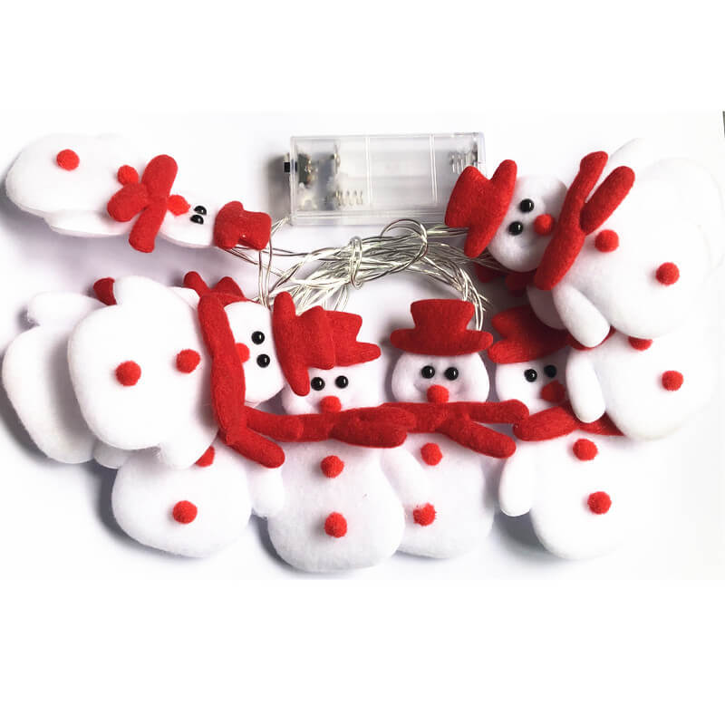 Guirlande lumineuse de Noël Bonhomme de neige 20/30 lumières USB Batterie Décoration Guirlande lumineuse 