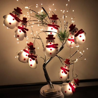 Guirlande lumineuse de Noël Bonhomme de neige 20/30 lumières USB Batterie Décoration Guirlande lumineuse 