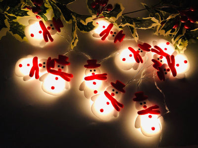 Guirlande lumineuse de Noël Bonhomme de neige 20/30 lumières USB Batterie Décoration Guirlande lumineuse 