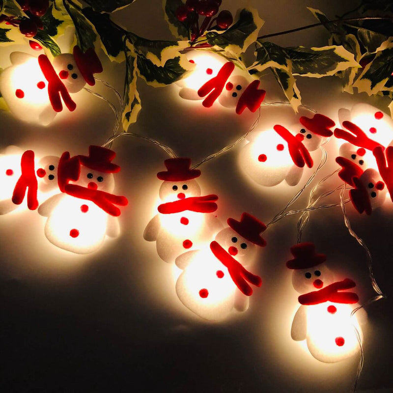Guirlande lumineuse de Noël Bonhomme de neige 20/30 lumières USB Batterie Décoration Guirlande lumineuse 
