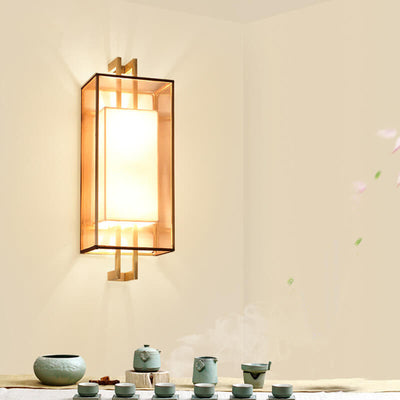 Minimalist Fabric 1-Light Chinese Elements Wall Sconce Lamp