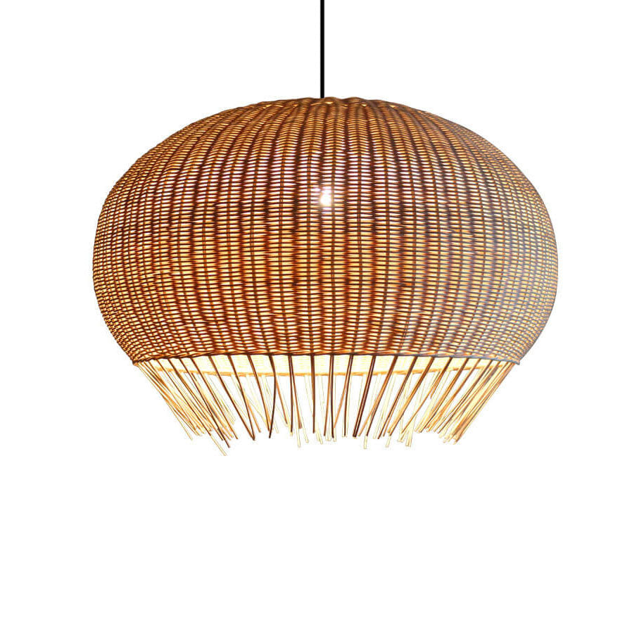 Rustic Rattan Weaving Pear Shade 1-Light Pendant Light
