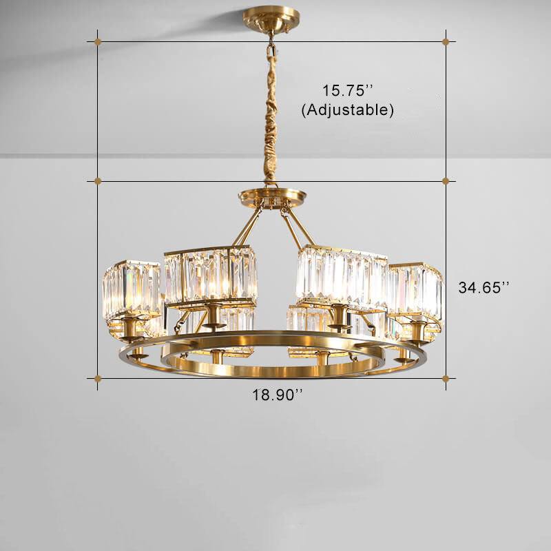 Modern Clear Crystal Cylinder Shade 3/6 Light Round Chandeliers