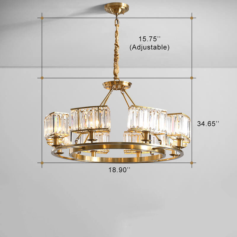 Modern Clear Crystal Cylinder Shade 3/6/8 Light Round Chandeliers