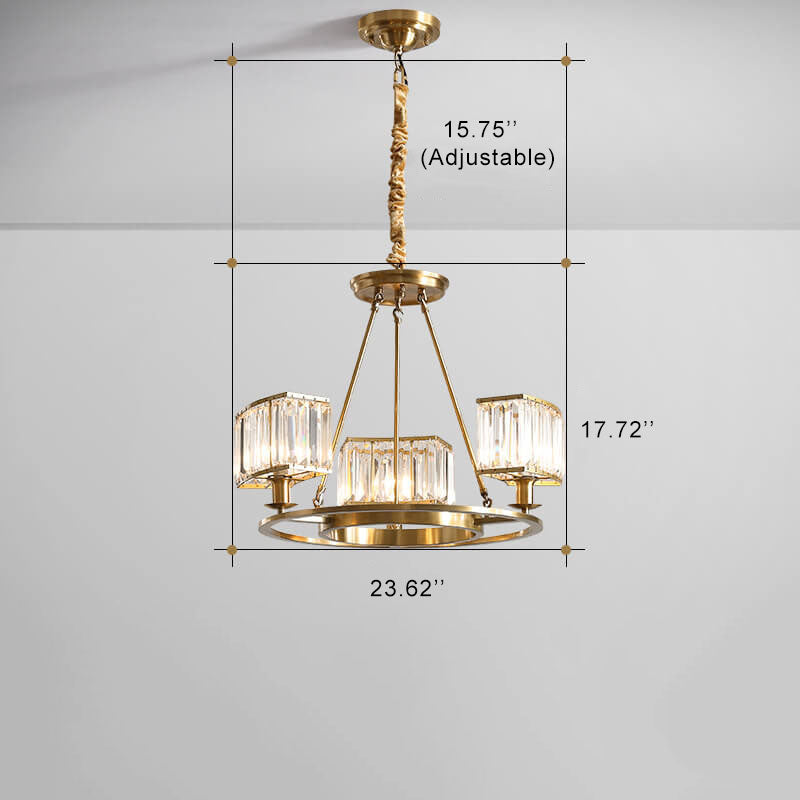 Modern Clear Crystal Cylinder Shade 3/6/8 Light Round Chandeliers