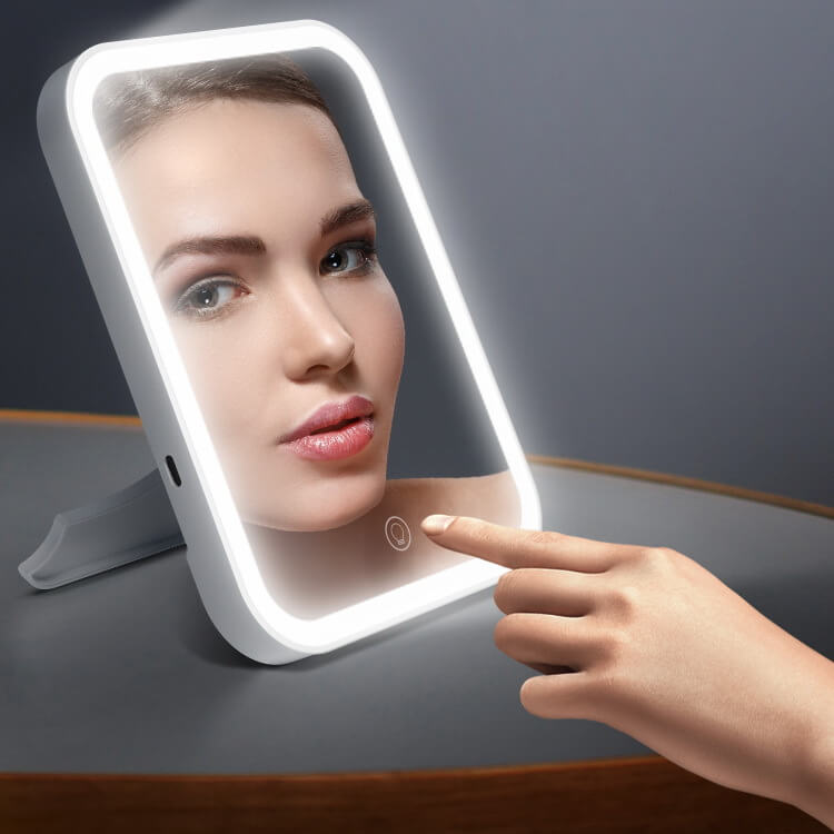 مرآة مكياج LED حساسة للمس مرآة مكياج محمولة 