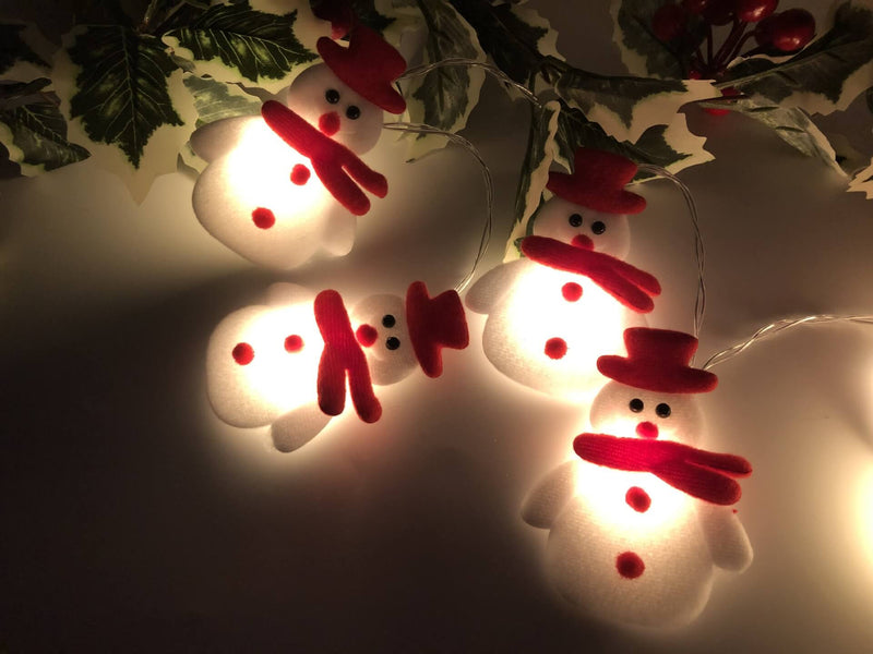 Guirlande lumineuse de Noël Bonhomme de neige 20/30 lumières USB Batterie Décoration Guirlande lumineuse 