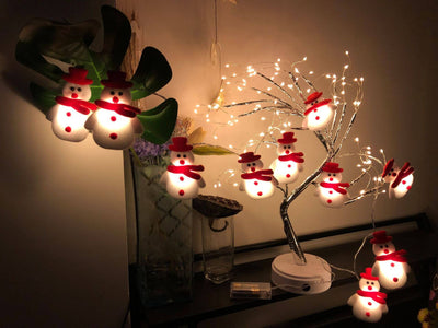 Guirlande lumineuse de Noël Bonhomme de neige 20/30 lumières USB Batterie Décoration Guirlande lumineuse 