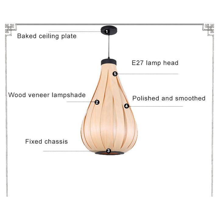 Vintage Solid Wood 1-Light Pendant Light