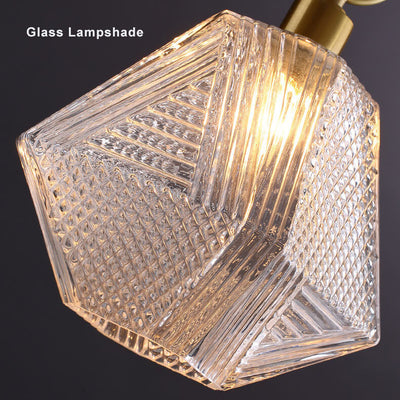 Textured Glass Modern Geometry 1-Light Semi-Flush Mount Lighting