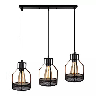 Industrial Retro Metal Cage 1/3 Light Pendant Light