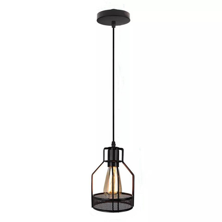 Suspension Luminaire Industriel Rétro en Métal avec Cage 1/3 Lumière 