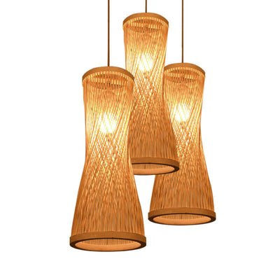 Woven Bamboo 1-Light Tube Pendant Light