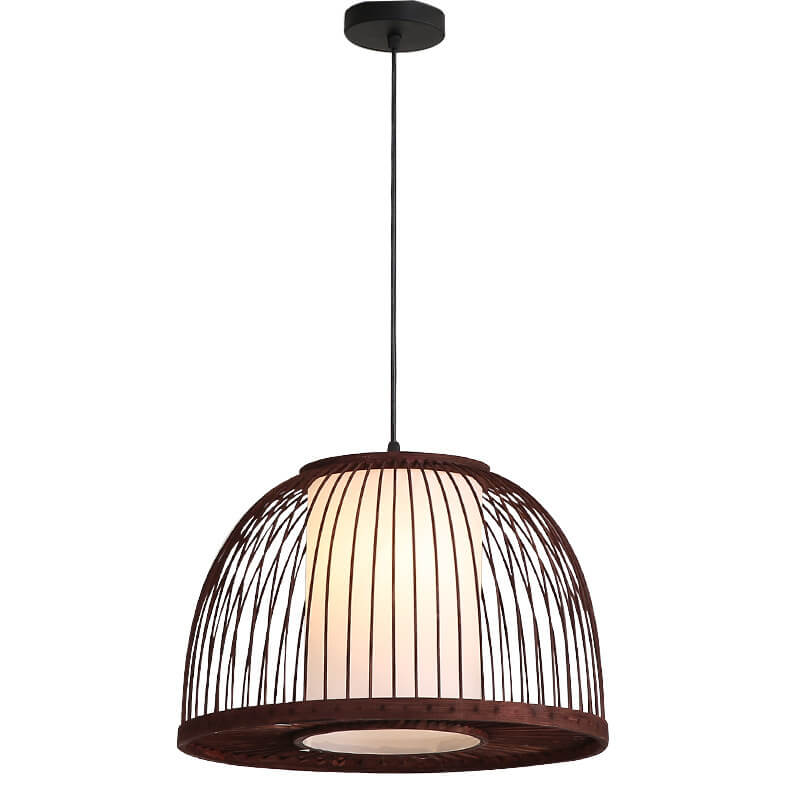 Modern Bamboo Weaving Zen 1-Light Half Round Dome Pendant Light