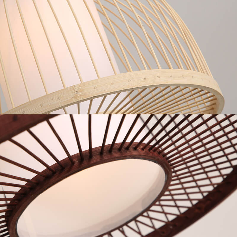 Modern Bamboo Weaving Zen 1-Light Half Round Dome Pendant Light