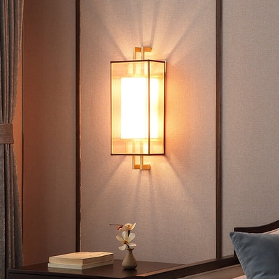 Minimalist Fabric 1-Light Chinese Elements Wall Sconce Lamp