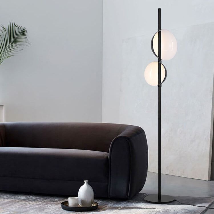 Moderne minimalistische runde Stehlampe aus Schmiedeeisen mit 2-flammigem Schirm für das Wohnzimmer 