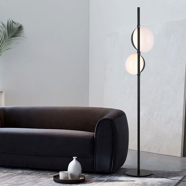 Moderne minimalistische runde Stehlampe aus Schmiedeeisen mit 2-flammigem Schirm für das Wohnzimmer 