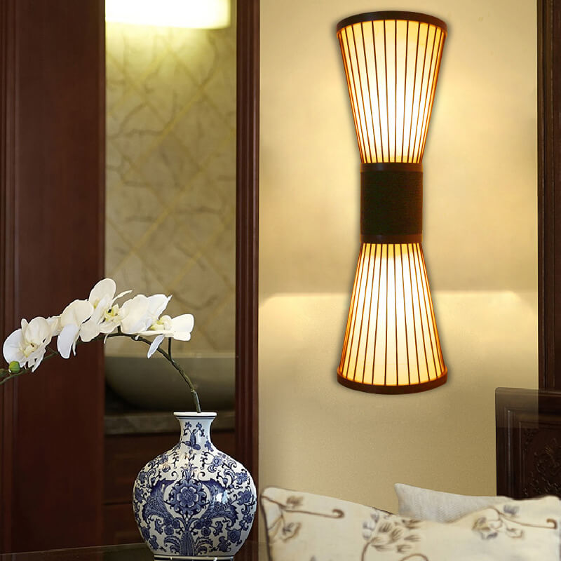 Retro Bamboo Weaving 1-Light Wall Sconce Lamps